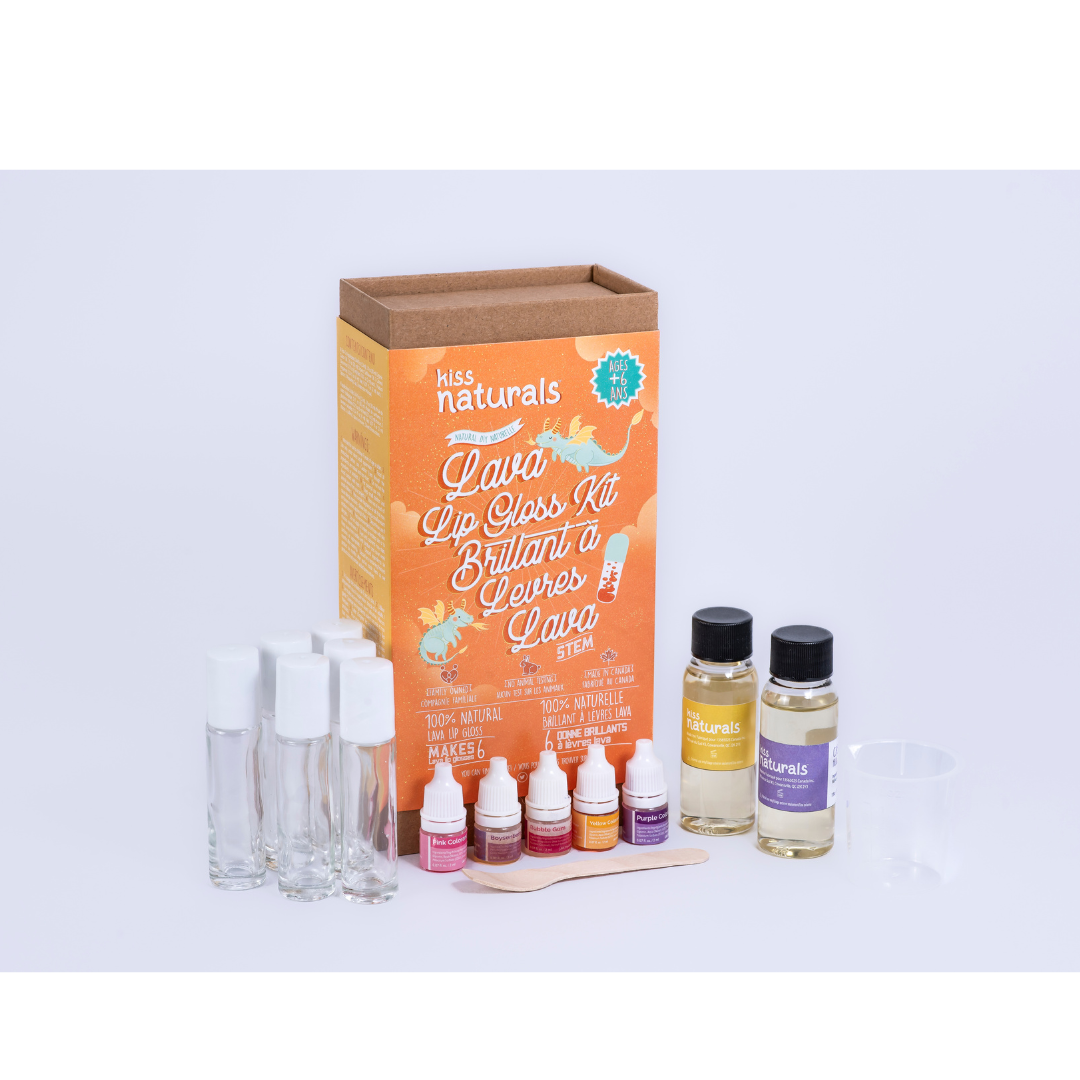 Étui de 6 kits de brillants à lèvres Kiss Naturals DIY Lava (vente en gros)
