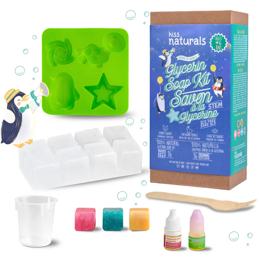 Kiss Naturals DIY Glycerin Soap Making Kit for Kids | 100% Natural Craft Gift, Ages 6-12 | Screen-Free STEM Activity