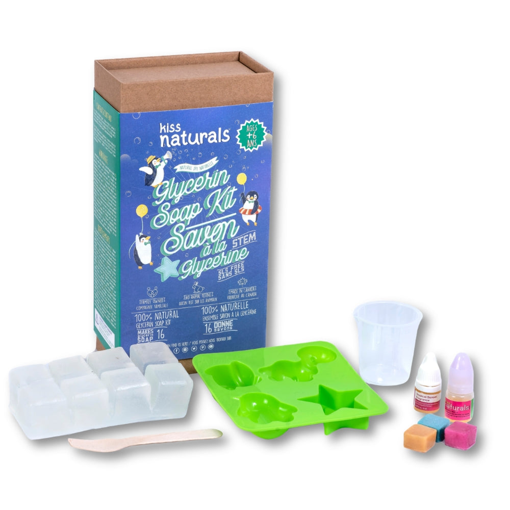 Kiss Naturals DIY Glycerin Soap Making Kit for Kids | 100% Natural Craft Gift, Ages 6-12 | Screen-Free STEM Activity