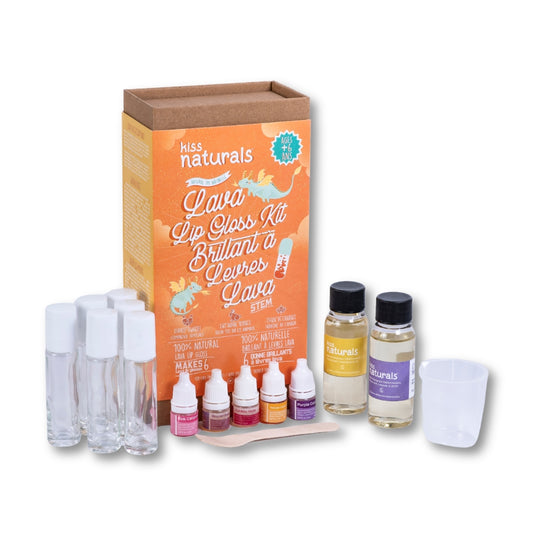 Kiss Naturals DIY Lava Lip Gloss Kit for Kids | 100% Natural Craft Gift, Ages 6-12 | Screen-Free STEM Activity