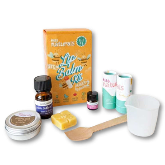 Kiss Naturals Mini DIY Lip Balm Kit | 95% Plastic Free, Made in Canada | Natural Craft Gift for Kids