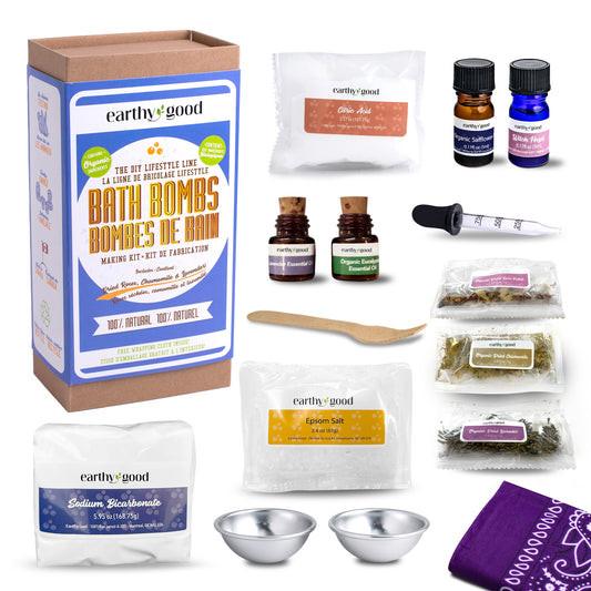 Earthy Good DIY Bath Bomb Making Kit for Adults | 100% Natural Self-Care Gift | Includes Furoshiki Gift Wrapping