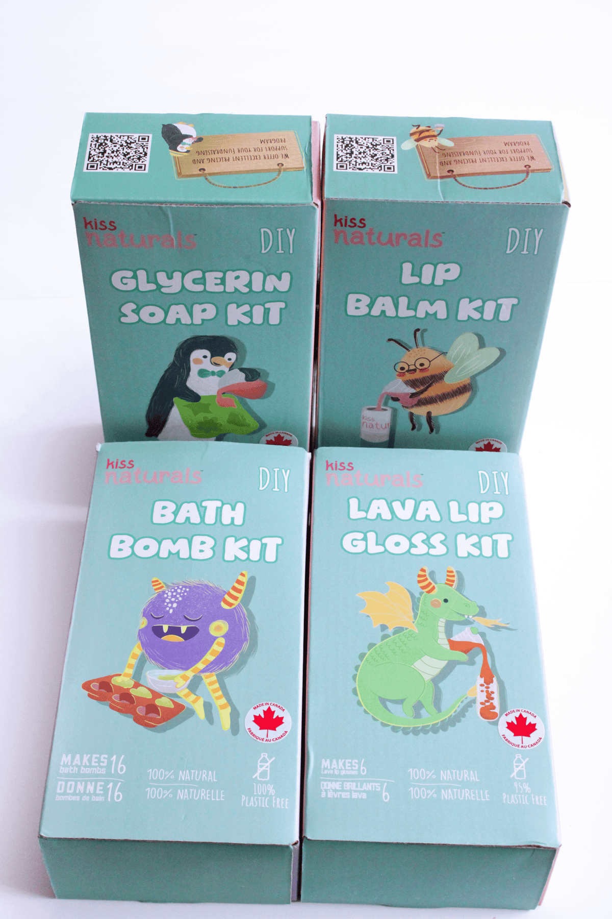 Collect all 4 Kiss Naturals DIY kits for kids