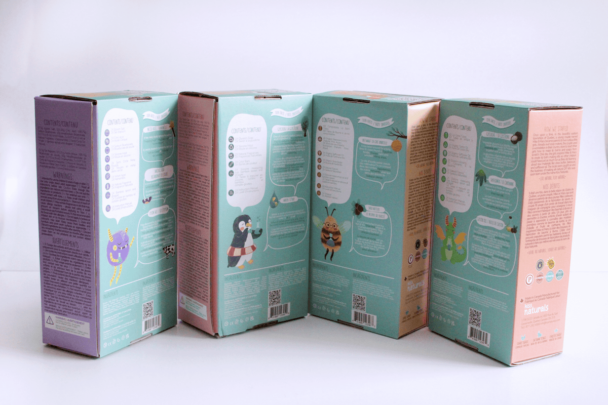 Back of the Kiss Naturals kit boxes