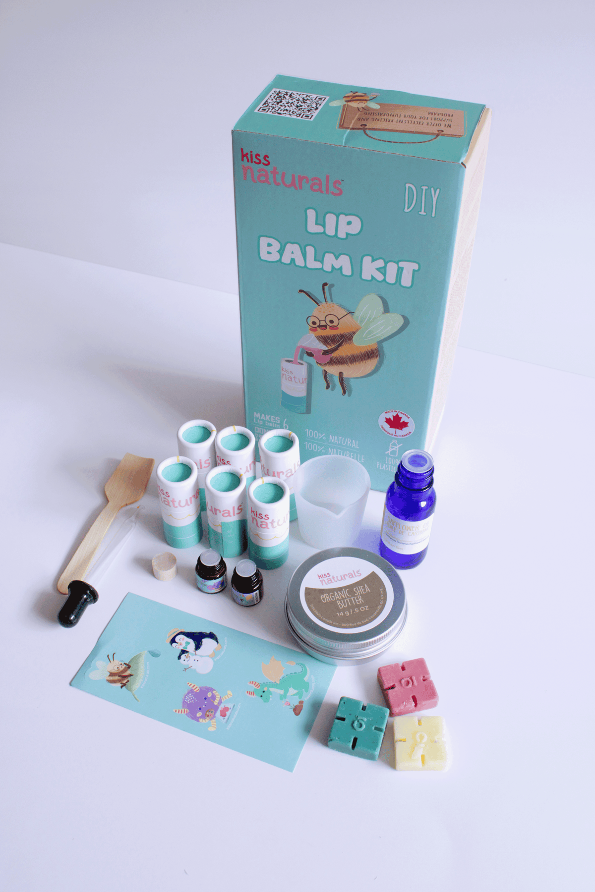 Everything included in the kids lip balm kit
