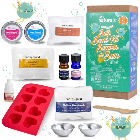 Kiss Naturals DIY Bath Bomb Making Kit for Kids | 100% Natural Craft Gift, Ages 6-12 | Screen-Free STEM Activity