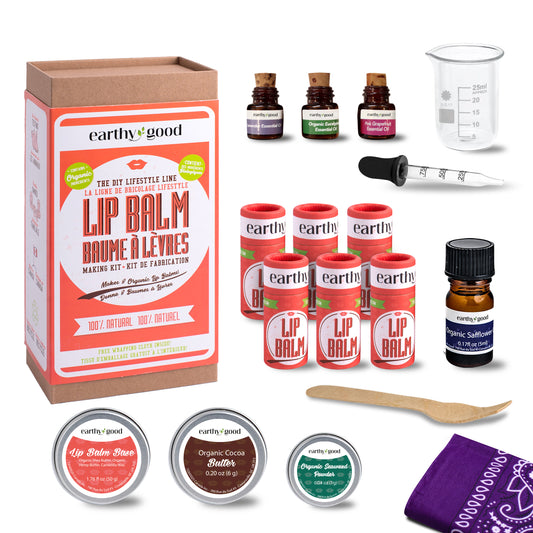 Earthy Good DIY Lip Balm Making Kit for Adults | 100% Natural Self-Care Gift | Relaxing At-Home Activity