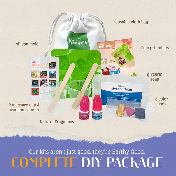 Ultimate Gift Set- Kiss Naturals Glycerin Soap and Earthy Good Lip Balm & Bath Bomb Kits
